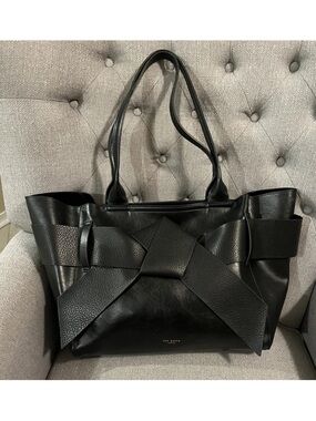 Ted Baker Black Leather Tote with Signature Bow Detail